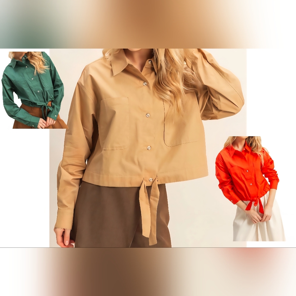 #66923 🛑M,L Fabulous Chic Stylish Tie-Front Blouse Top